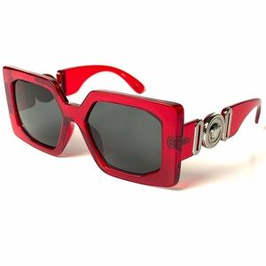 Versace Mod 4478U 5500/87 Red Square Silver Sunglasses Authentic New 4478 U